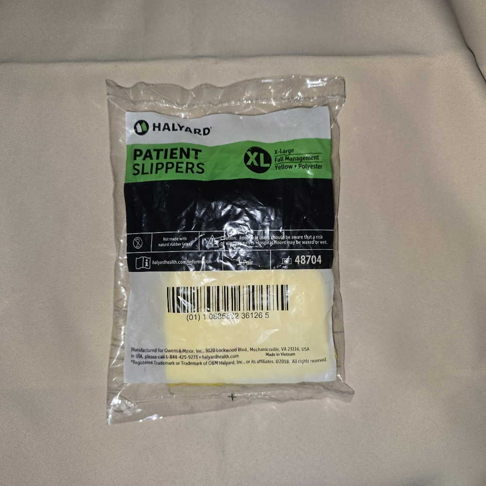 Halyard Patient Socks Hospital Non-Slip Socks Yellow Extra Large XL NWT